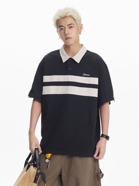 Liber SS Men's Printed Color Panel Polo Shirt