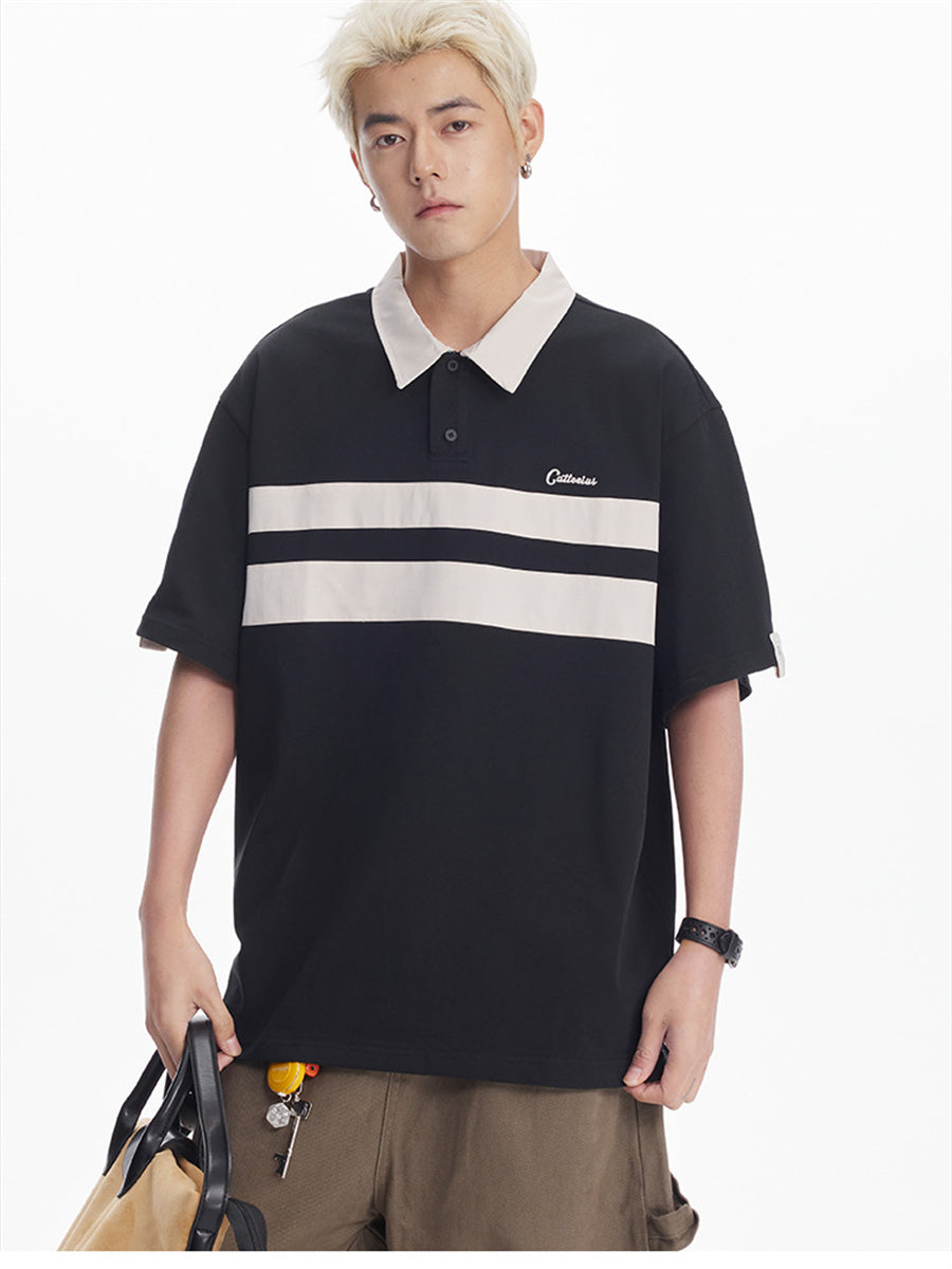 Liber SS Men's Printed Color Panel Polo Shirt