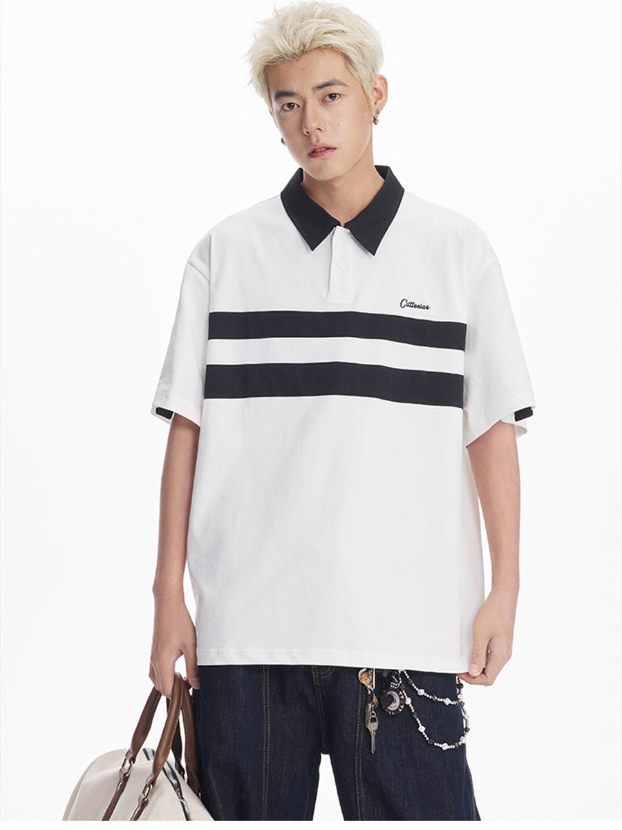 Liber SS Men's Printed Color Panel Polo Shirt