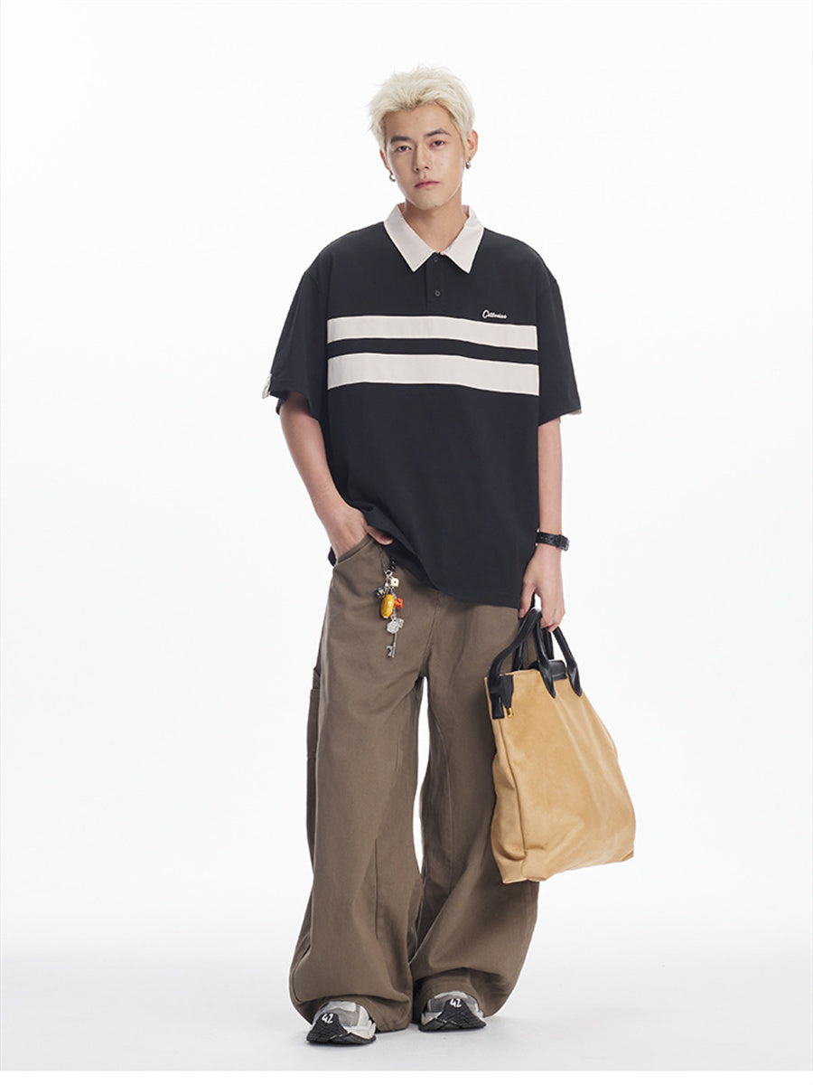 Liber SS Men's Printed Color Panel Polo Shirt