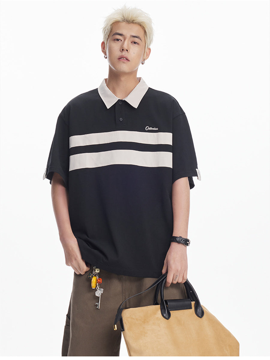 Liber SS Men's Printed Color Panel Polo Shirt