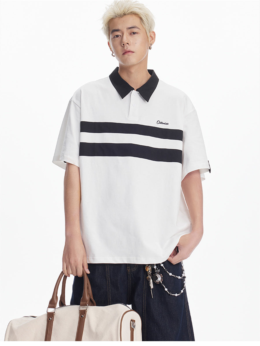 Liber SS Men's Printed Color Panel Polo Shirt
