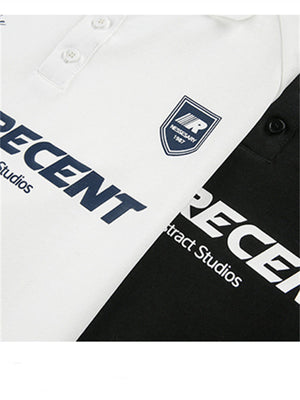 Liber SS Men's Color Stitching American Retro Print Polo Shirt