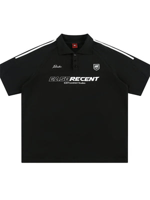 Liber SS Men's Color Stitching American Retro Print Polo Shirt