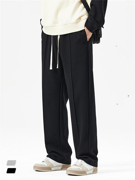 Liber Summer Men's Pleated stitching Solid Color Basic Pants