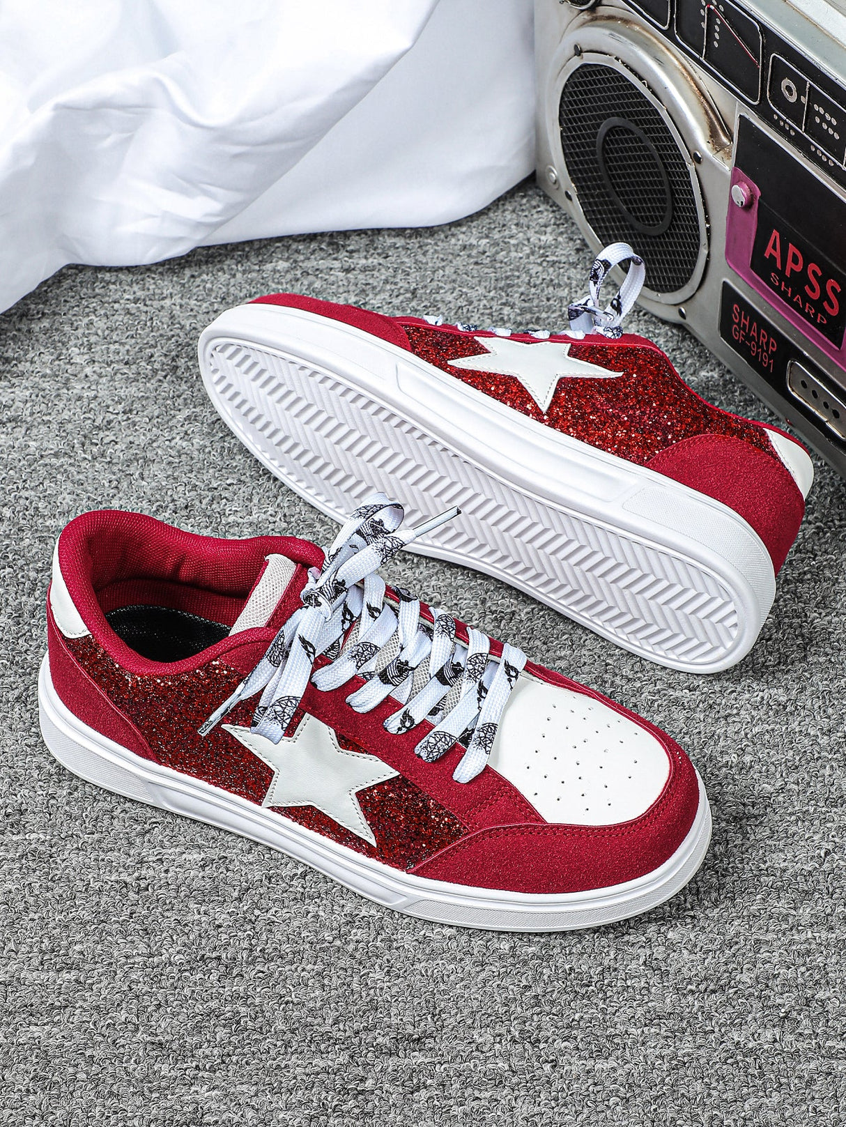 Liber Four Seasons Women's Shoes Five-pointed Star Sequined Ladies Sneakers