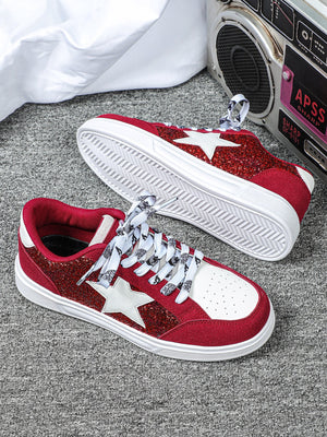 Liber Four Seasons Women's Shoes Five-pointed Star Sequined Ladies Sneakers