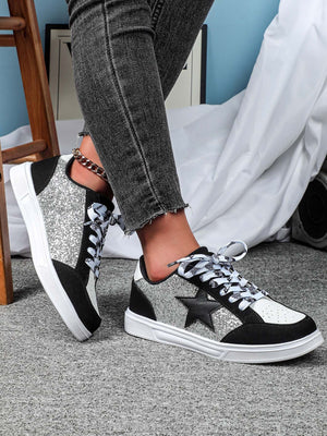 Liber Four Seasons Women's Shoes Five-pointed Star Sequined Ladies Sneakers