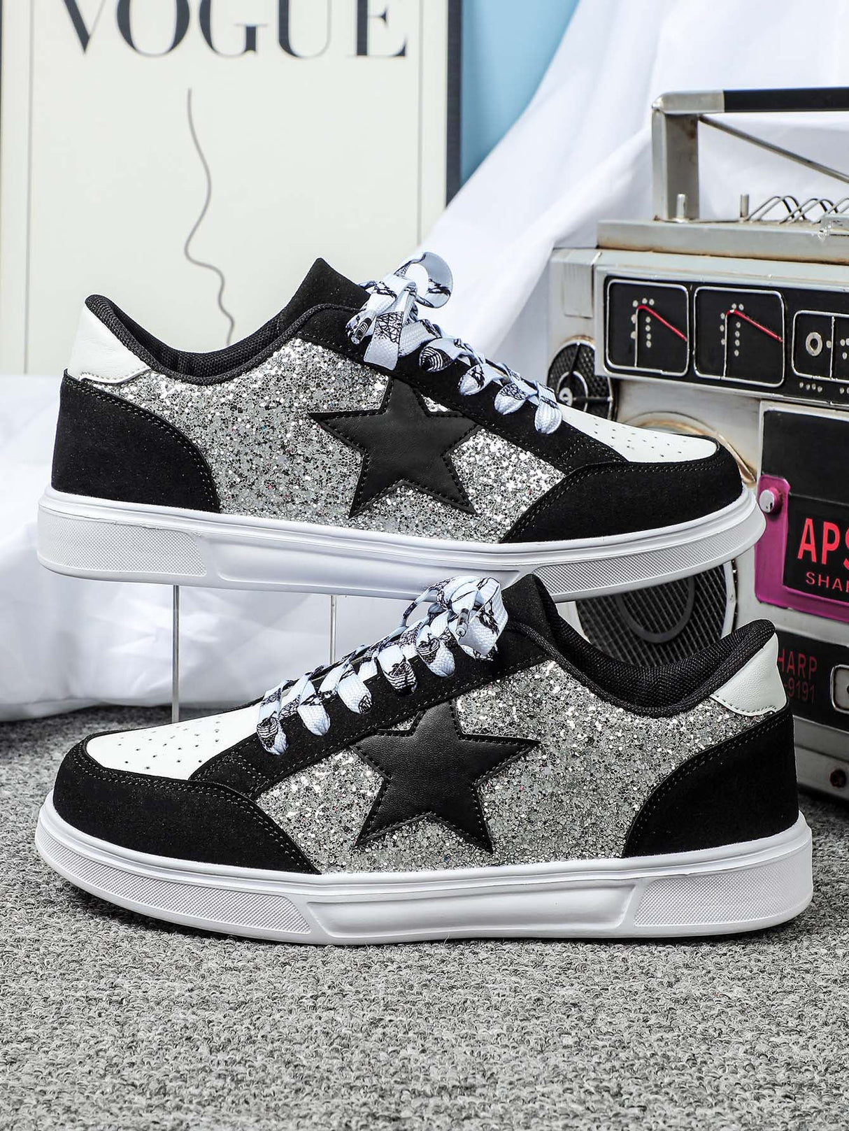 Liber Four Seasons Women's Shoes Five-pointed Star Sequined Ladies Sneakers