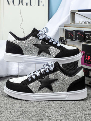 Liber Four Seasons Women's Shoes Five-pointed Star Sequined Ladies Sneakers