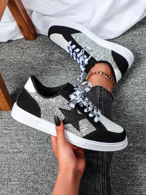 Liber Four Seasons Women's Shoes Five-pointed Star Sequined Ladies Sneakers
