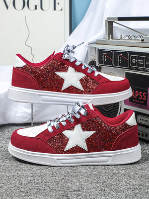 Liber Four Seasons Women's Shoes Five-pointed Star Sequined Ladies Sneakers