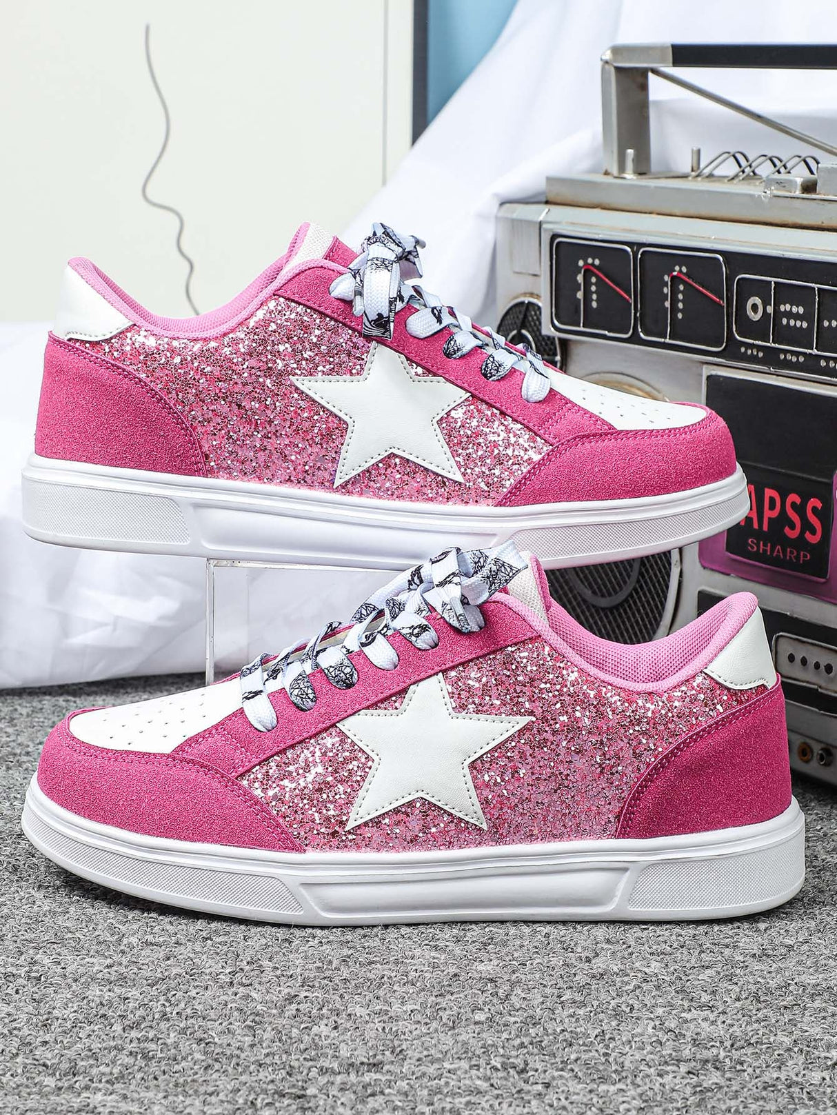 Liber Four Seasons Women's Shoes Five-pointed Star Sequined Ladies Sneakers