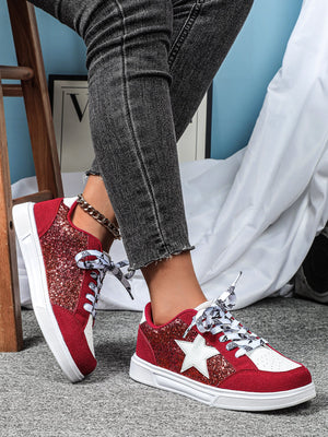 Liber Four Seasons Women's Shoes Five-pointed Star Sequined Ladies Sneakers