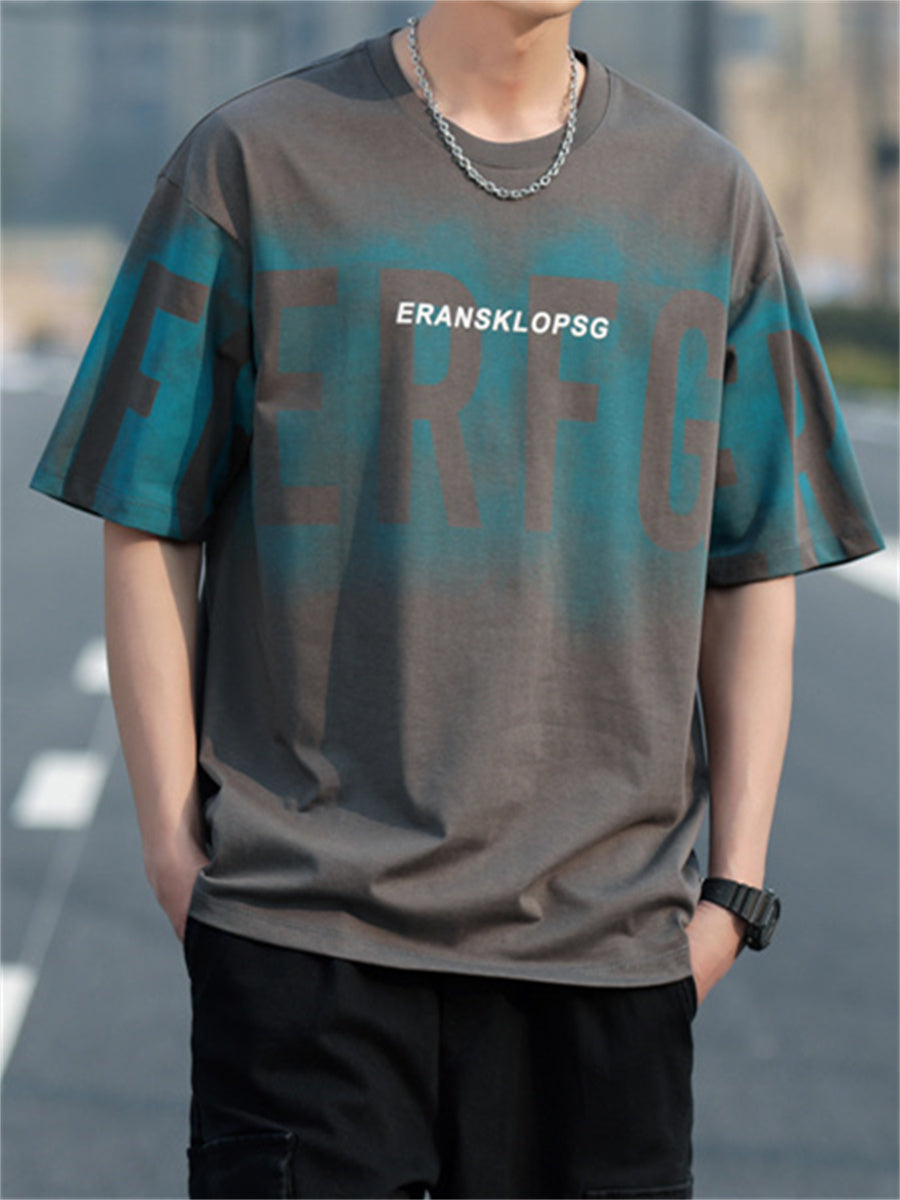 Liber Summer Men's Printed Letter T-shirts