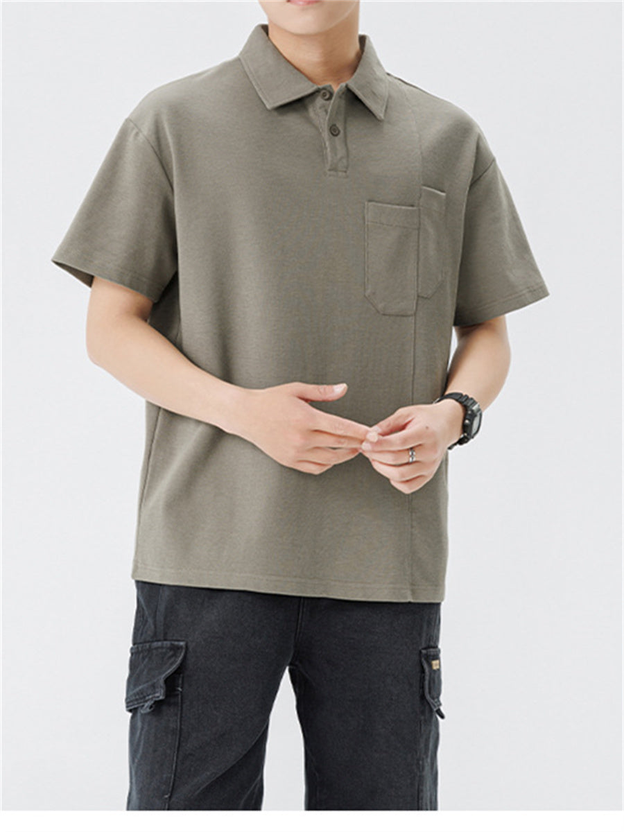 Liber Summer Men's Solid Color Polo Shirts
