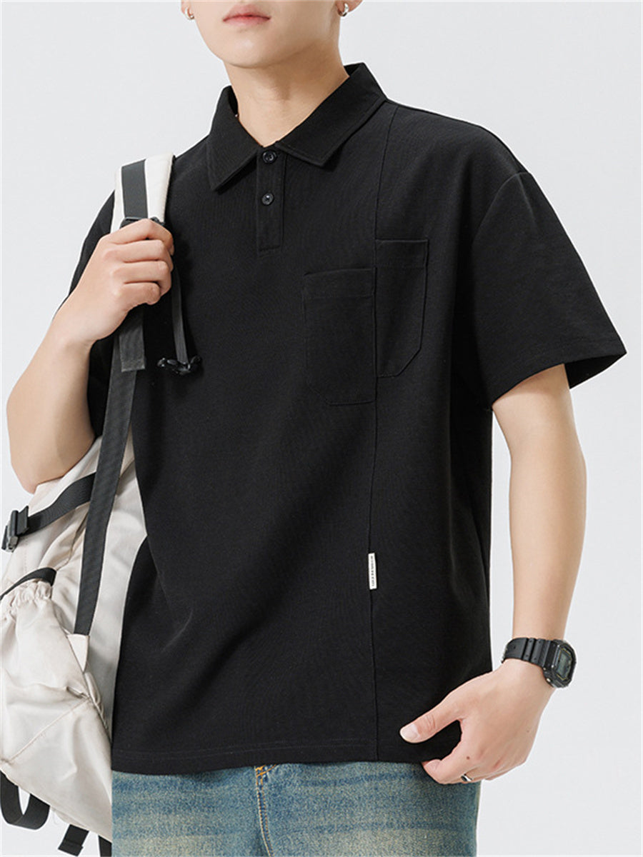 Liber Summer Men's Solid Color Polo Shirts