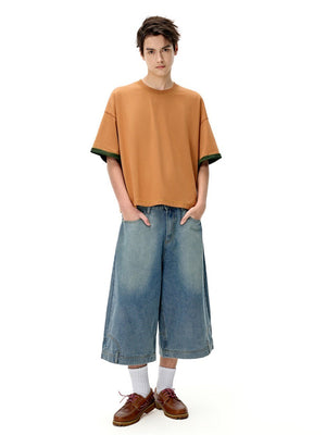 Liber SS Men's Color-blocked Fabric-blocked Contrast T-shirt