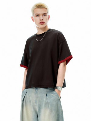 Liber SS Men's Color-blocked Fabric-blocked Contrast T-shirt