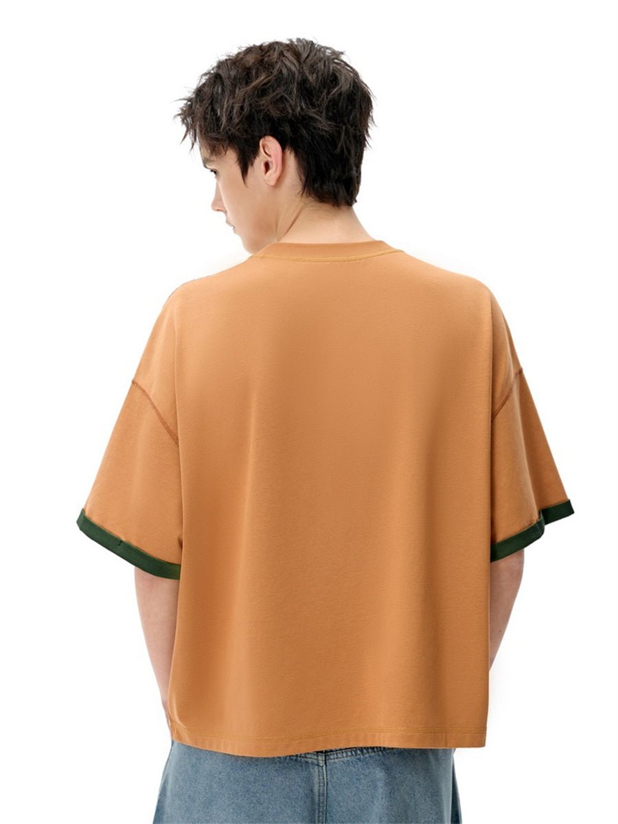 Liber SS Men's Color-blocked Fabric-blocked Contrast T-shirt
