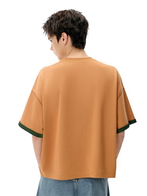 Liber SS Men's Color-blocked Fabric-blocked Contrast T-shirt