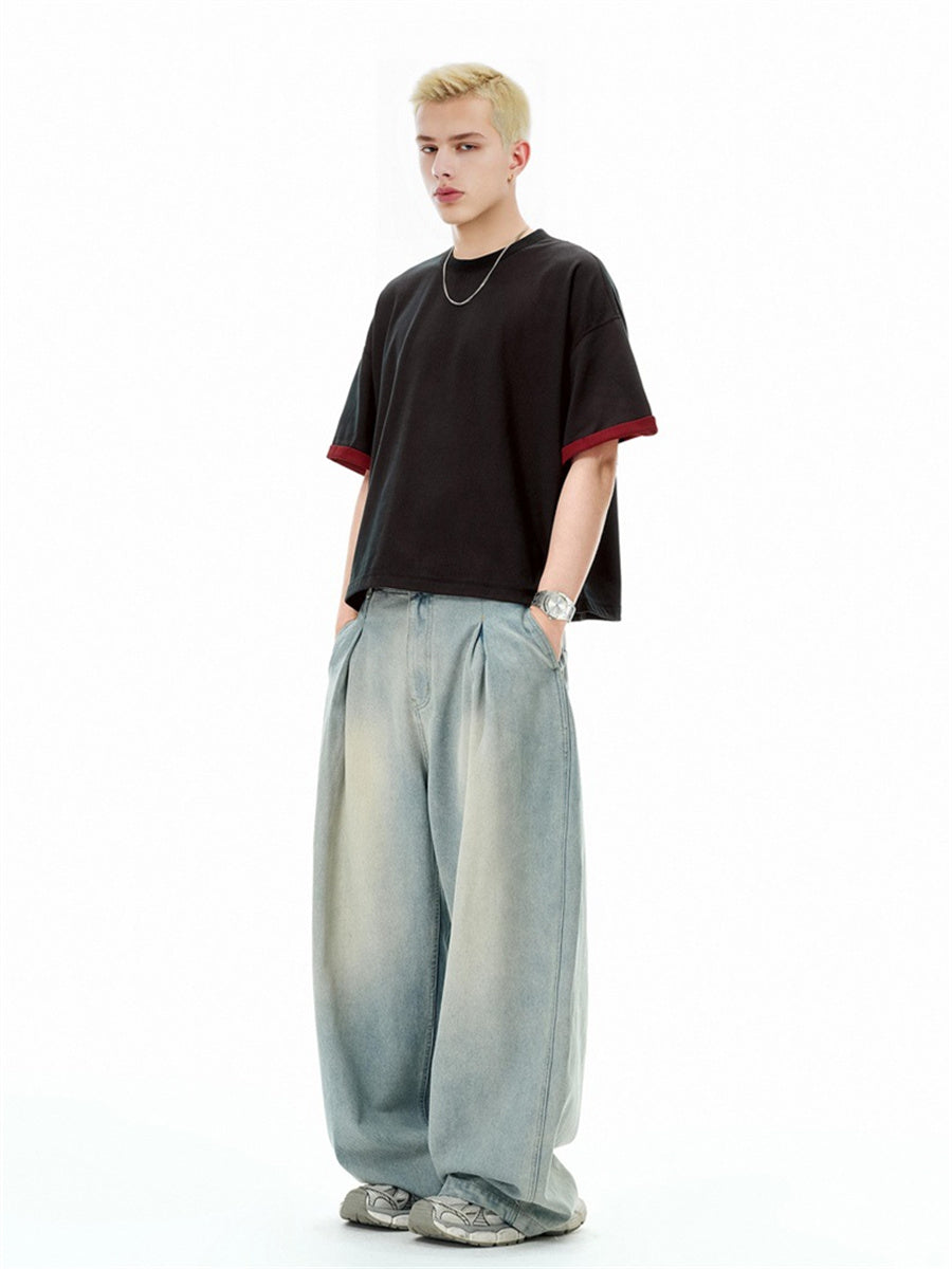 Liber SS Men's Color-blocked Fabric-blocked Contrast T-shirt