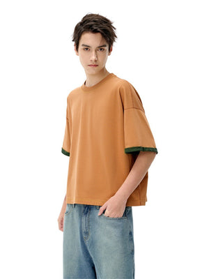 Liber SS Men's Color-blocked Fabric-blocked Contrast T-shirt