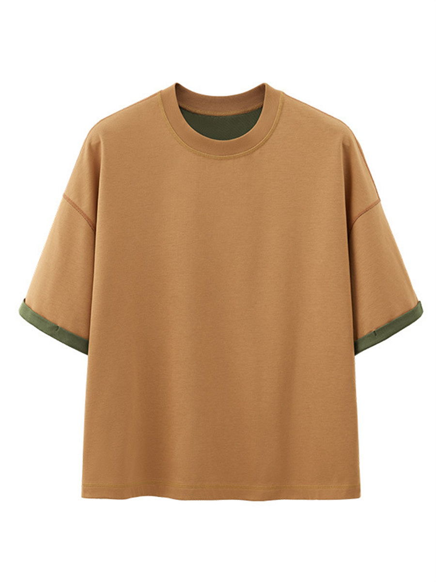 Liber SS Men's Color-blocked Fabric-blocked Contrast T-shirt