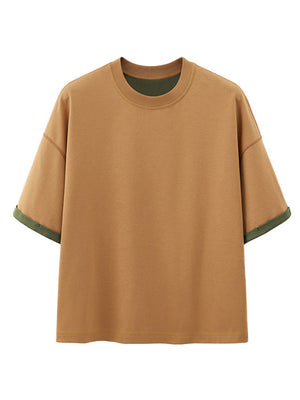 Liber SS Men's Color-blocked Fabric-blocked Contrast T-shirt
