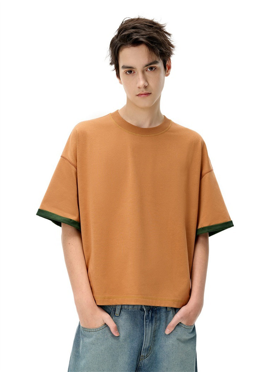 Liber SS Men's Color-blocked Fabric-blocked Contrast T-shirt