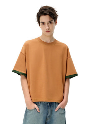 Liber SS Men's Color-blocked Fabric-blocked Contrast T-shirt