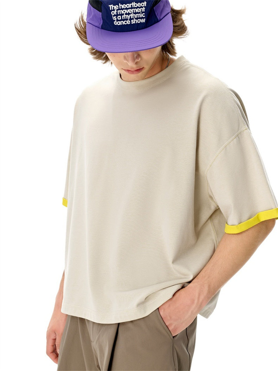 Liber SS Men's Color-blocked Fabric-blocked Contrast T-shirt