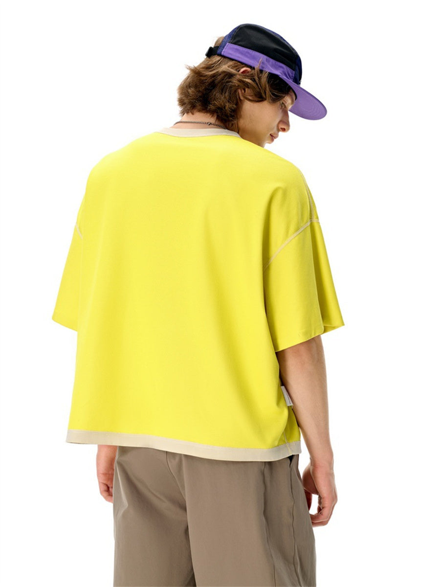 Liber SS Men's Color-blocked Fabric-blocked Contrast T-shirt