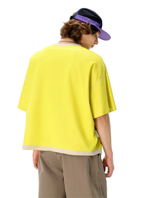 Liber SS Men's Color-blocked Fabric-blocked Contrast T-shirt