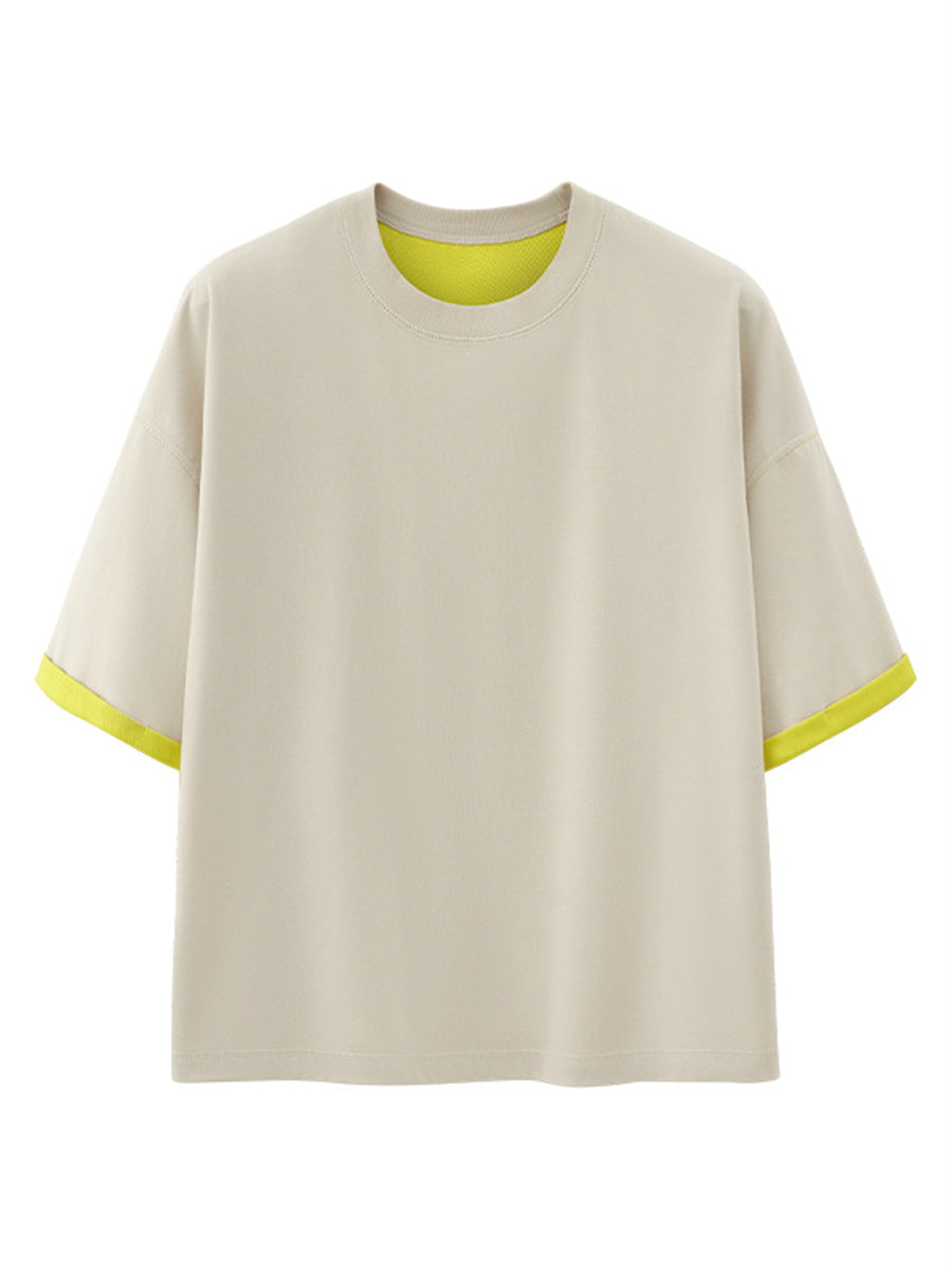 Liber SS Men's Color-blocked Fabric-blocked Contrast T-shirt