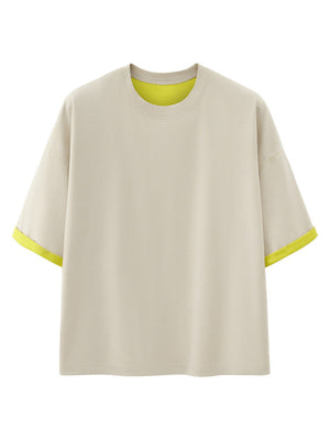 Liber SS Men's Color-blocked Fabric-blocked Contrast T-shirt