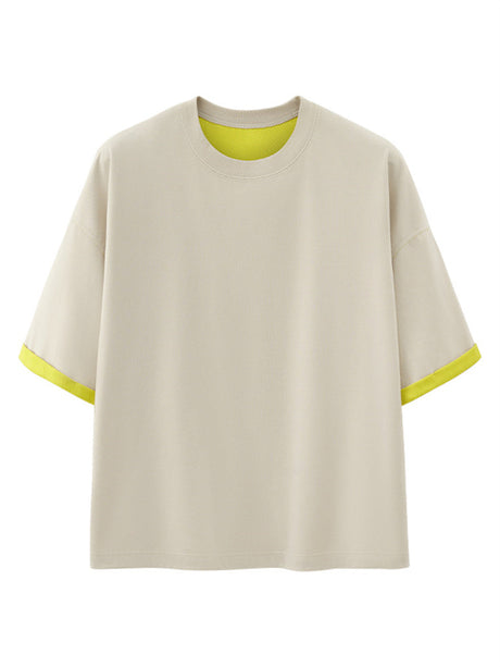 Liber SS Men's Color-blocked Fabric-blocked Contrast T-shirt