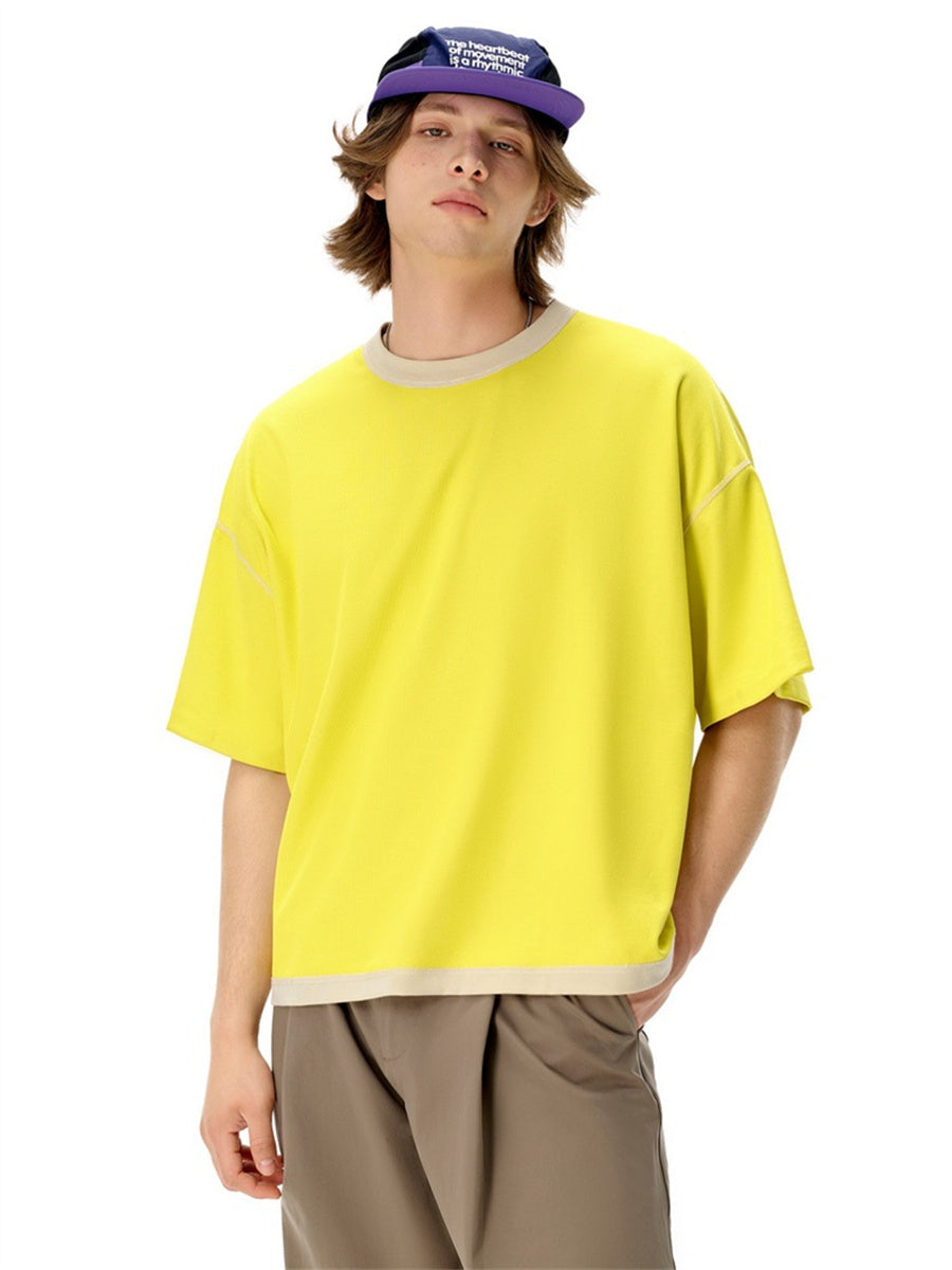 Liber SS Men's Color-blocked Fabric-blocked Contrast T-shirt