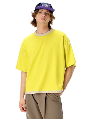 Liber SS Men's Color-blocked Fabric-blocked Contrast T-shirt