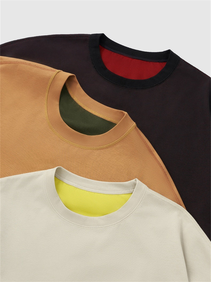 Liber SS Men's Color-blocked Fabric-blocked Contrast T-shirt