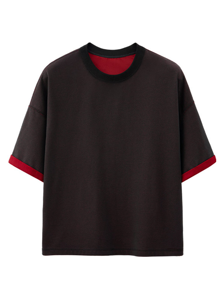 Liber SS Men's Color-blocked Fabric-blocked Contrast T-shirt