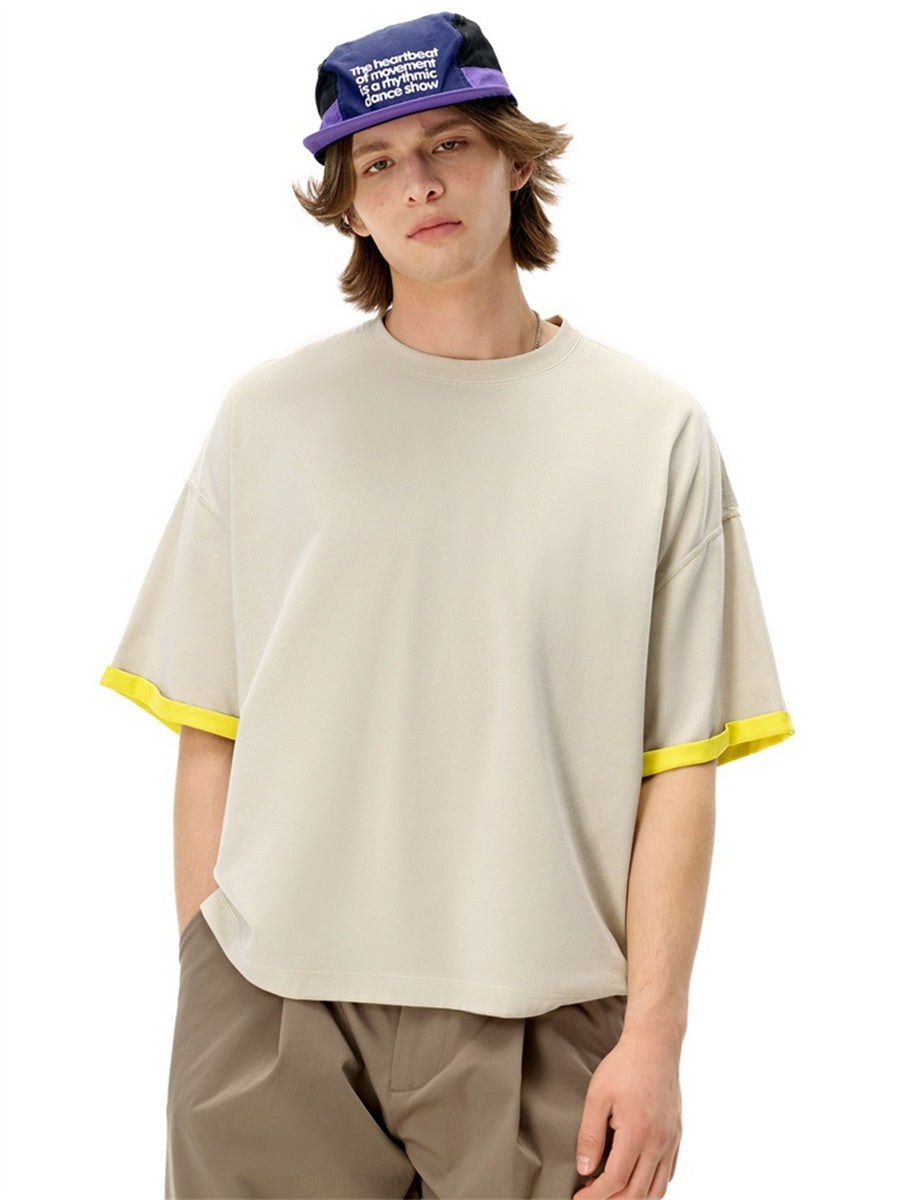 Liber SS Men's Color-blocked Fabric-blocked Contrast T-shirt