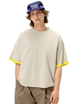 Liber SS Men's Color-blocked Fabric-blocked Contrast T-shirt