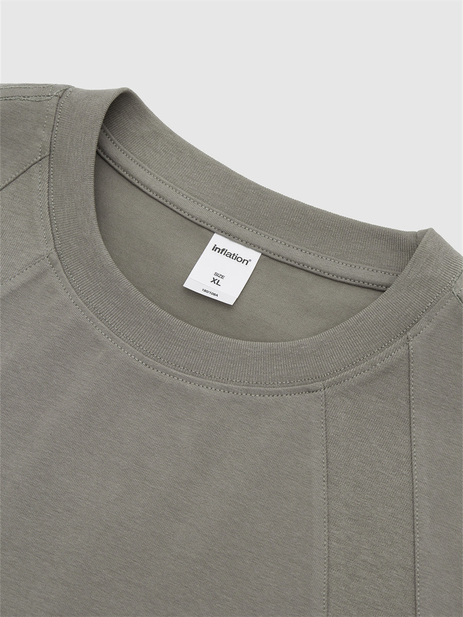 Liber SS Men's Solid Color Topstitched Fabric T-Shirt