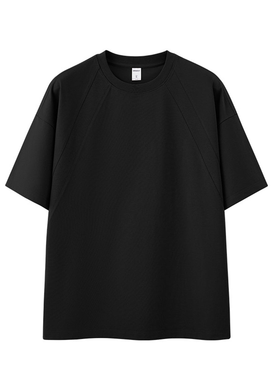 Liber SS Men's Solid Color Topstitched Fabric T-Shirt