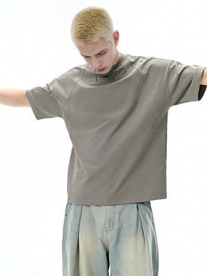 Liber SS Men's Solid Color Topstitched Fabric T-Shirt