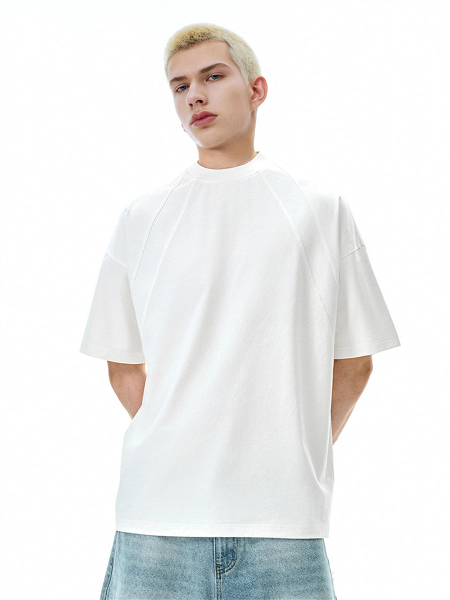 Liber SS Men's Solid Color Topstitched Fabric T-Shirt