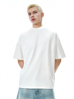 Liber SS Men's Solid Color Topstitched Fabric T-Shirt