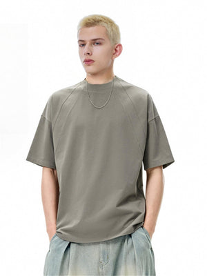 Liber SS Men's Solid Color Topstitched Fabric T-Shirt