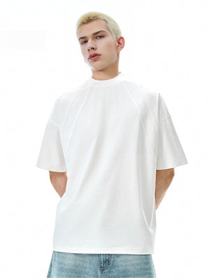 Liber SS Men's Solid Color Topstitched Fabric T-Shirt